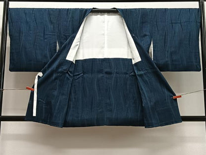 平和屋着物＃道行コート よろけ縞 褐返色 正絹 逸品 CABG3975ua