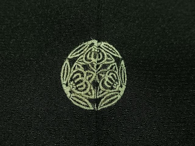 平和屋着物＃羽織 寿光織 草花文 黒地 金銀糸 正絹 逸品 CABG3977ua