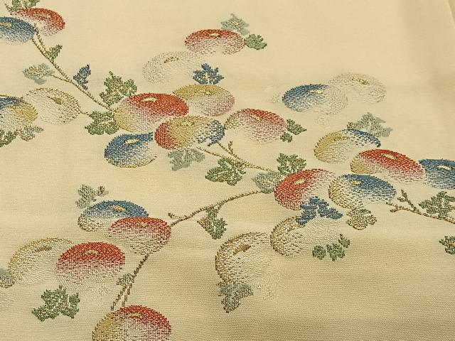 平和屋着物＃羽織 寿光織 菊文 金銀糸 正絹 逸品 未使用 CABG3980ua