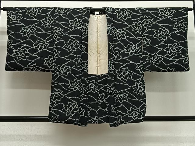平和屋着物＃羽織 総絞り 舞花文 黒地 大丸扱い 正絹 逸品 CABG3981ua