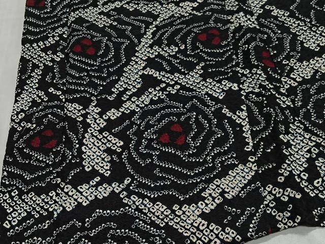 平和屋着物＃羽織 総絞り 花尽くし 黒地 正絹 逸品 CABG3984ua