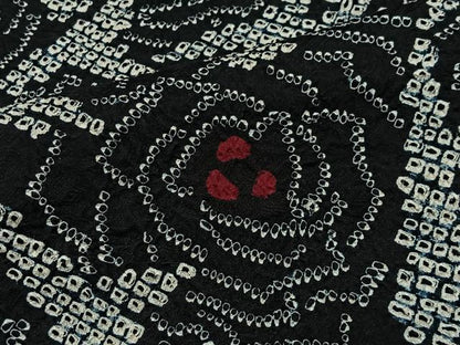 平和屋着物＃羽織 総絞り 花尽くし 黒地 正絹 逸品 CABG3984ua