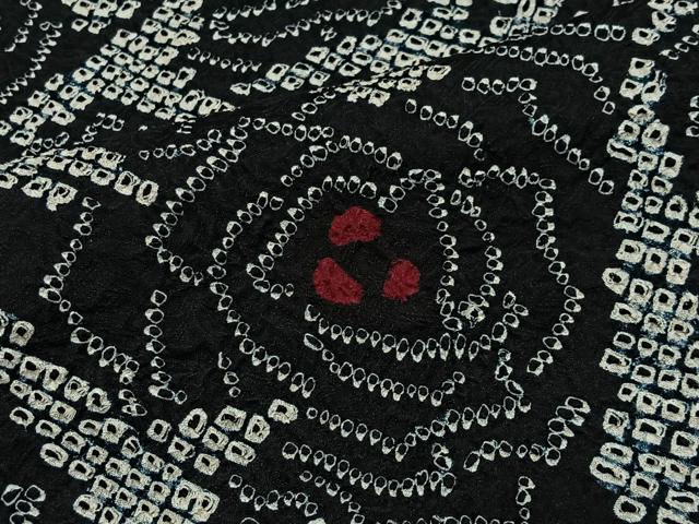 平和屋着物＃羽織 総絞り 花尽くし 黒地 正絹 逸品 CABG3984ua