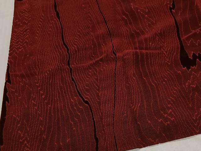 平和屋着物＃道行コート　輪奈ビロード　杢目文　ロング丈　正絹　逸品　CABG3995ua