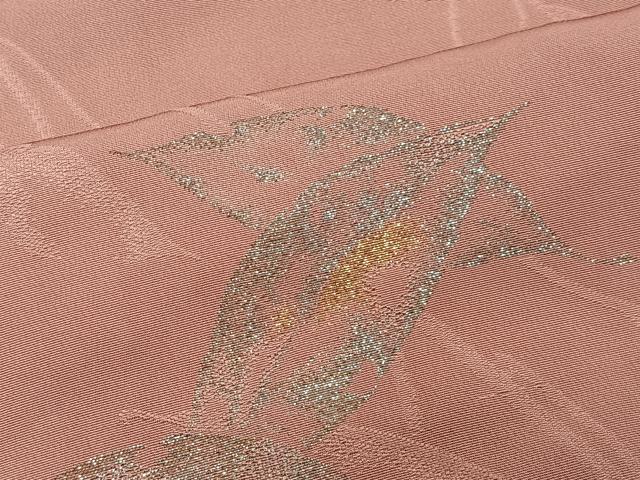 平和屋着物＃羽織　寿光織　枝葉文　金銀糸　正絹　逸品　CABG3996ua