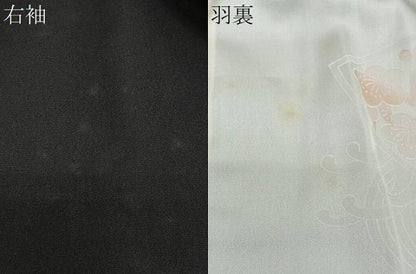 平和屋着物＃羽織　作家物　草花文　黒地　正絹　逸品　CABG3998ua