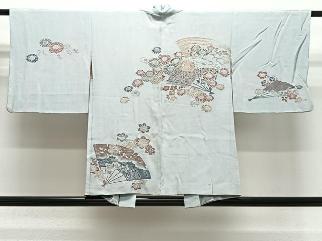 平和屋着物＃羽織　舞扇花文　寿光織　金銀糸　正絹　逸品　CABG3999ua