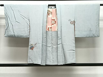 平和屋着物＃羽織　舞扇花文　寿光織　金銀糸　正絹　逸品　CABG3999ua