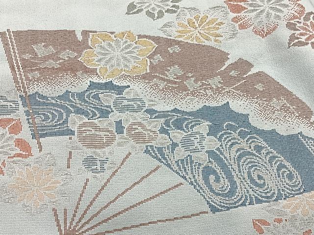 平和屋着物＃羽織　舞扇花文　寿光織　金銀糸　正絹　逸品　CABG3999ua