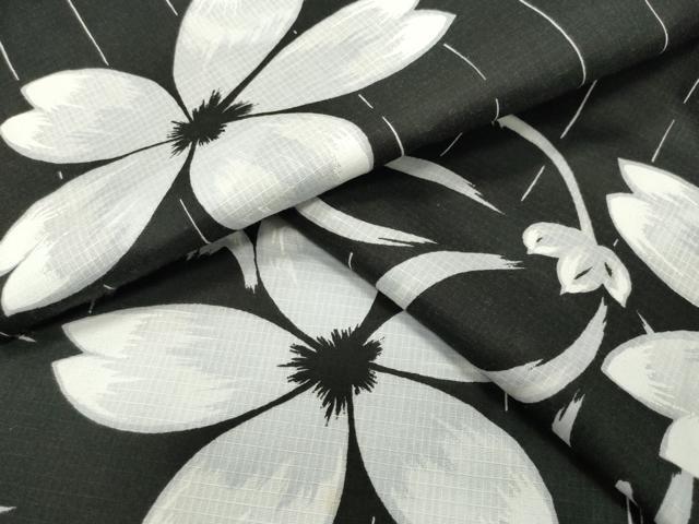 平和屋着物∴夏物 綿紅梅 浴衣 舞桜文 黒地 綿 逸品 CABG4002gh