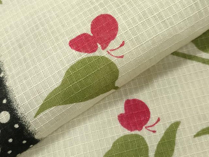 平和屋着物∴夏物 綿紅梅 浴衣 舞蝶草木間道 黒地 やまと誂製 綿 逸品 CABG4003gh