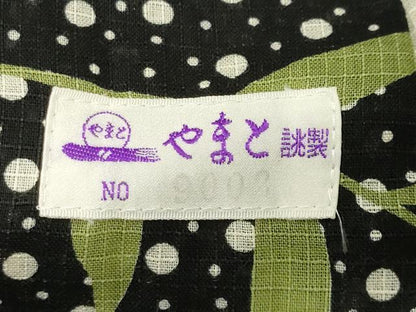平和屋着物∴夏物 綿紅梅 浴衣 舞蝶草木間道 黒地 やまと誂製 綿 逸品 CABG4003gh