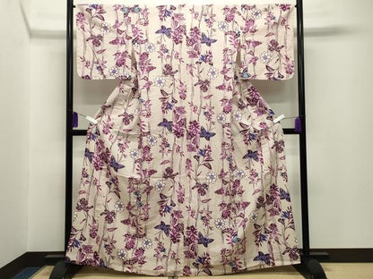 平和屋着物∴夏物 服飾評論家 市田ひろみ 浴衣 舞蝶花唐草文 綿 逸品 CABG4004gh