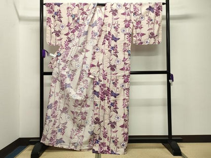 平和屋着物∴夏物 服飾評論家 市田ひろみ 浴衣 舞蝶花唐草文 綿 逸品 CABG4004gh