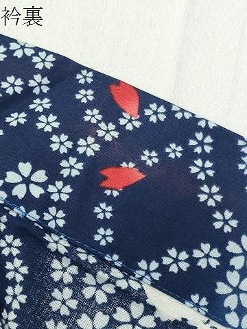 平和屋着物∴夏物 浴衣 跳兎 青海波舞桜文 綿 逸品 CABG4005gh