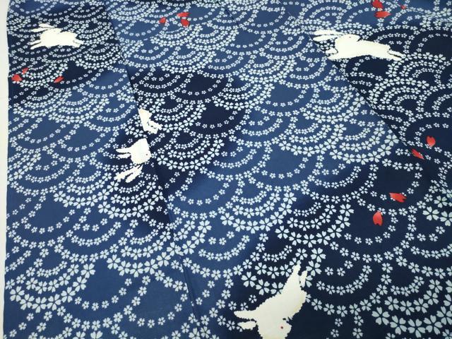 平和屋着物∴夏物 浴衣 跳兎 青海波舞桜文 綿 逸品 CABG4005gh