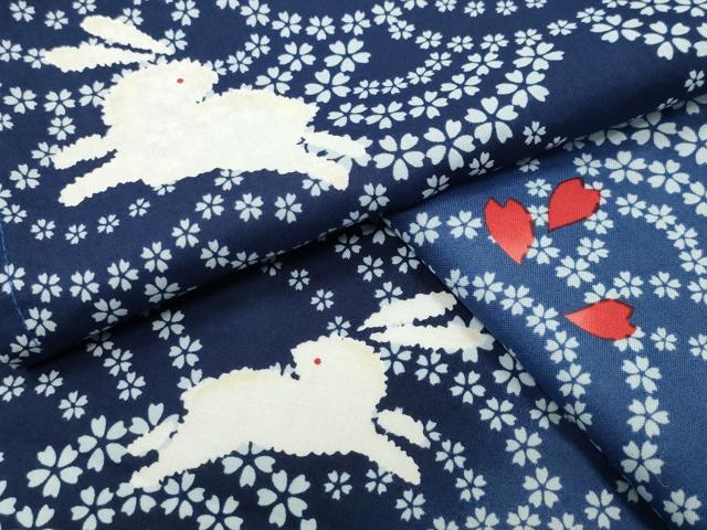 平和屋着物∴夏物 浴衣 跳兎 青海波舞桜文 綿 逸品 CABG4005gh