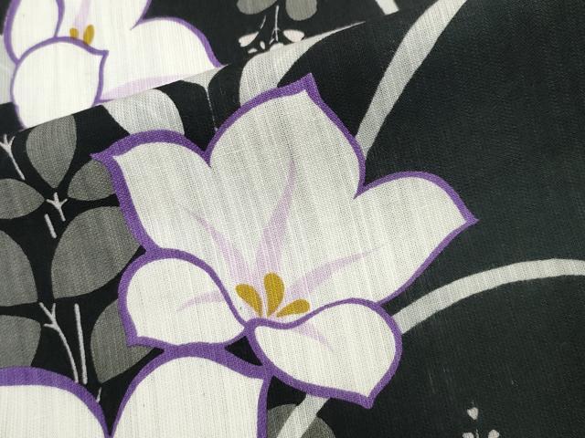 平和屋着物∴夏物 浴衣 23区 桔梗 黒地 綿 逸品 CABG4021gh