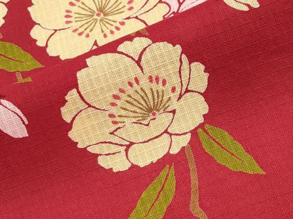 平和屋着物∴夏物 綿紅梅 浴衣 枝桜文 綿 逸品 CABG4023gh