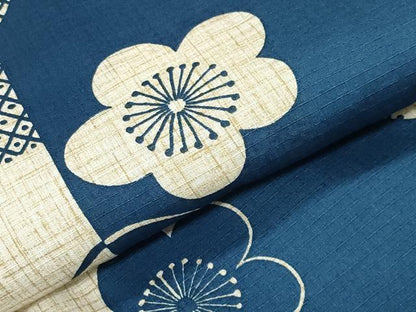 平和屋着物∴夏物 綿紅梅 浴衣 市松舞梅文 綿 逸品 CABG4025gh