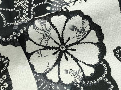 平和屋着物∴夏物 浴衣 舞花文 黒地 綿麻 逸品 CABG4027gh