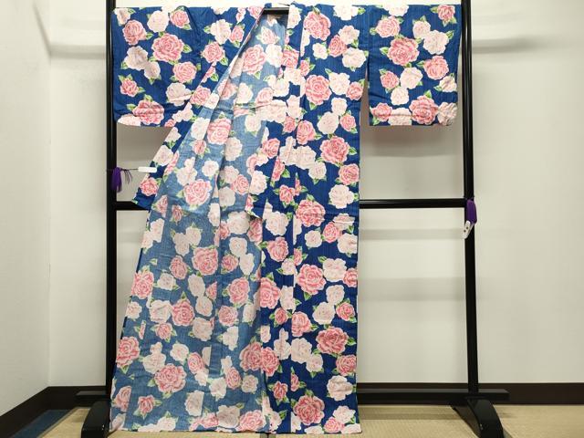 平和屋着物∴夏物 浴衣 薔薇 ロング丈 綿 逸品 CABG4028gh