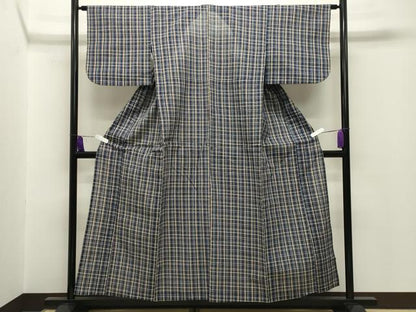 平和屋着物∴夏物 浴衣 しじら織 格子柄 綿 逸品 CABG4031gh