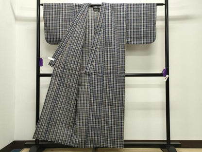 平和屋着物∴夏物 浴衣 しじら織 格子柄 綿 逸品 CABG4031gh
