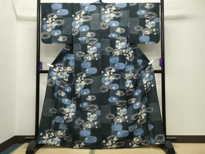 平和屋着物∴夏物 浴衣 朝顔 舞蝶文 綿 逸品 CABG4032gh