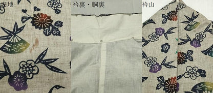 平和屋着物∴夏物 浴衣 型染め 扇面飛鶴花文 綿 逸品 CABG4041gh