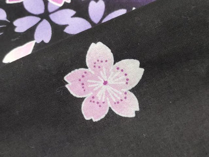 平和屋着物∴夏物 浴衣 舞桜文 黒地 綿 逸品 CABG4042gh