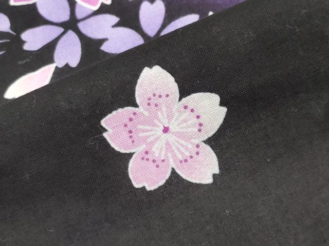 平和屋着物∴夏物 浴衣 舞桜文 黒地 綿 逸品 CABG4042gh