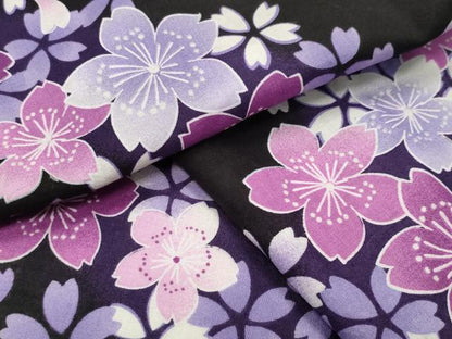 平和屋着物∴夏物 浴衣 舞桜文 黒地 綿 逸品 CABG4042gh
