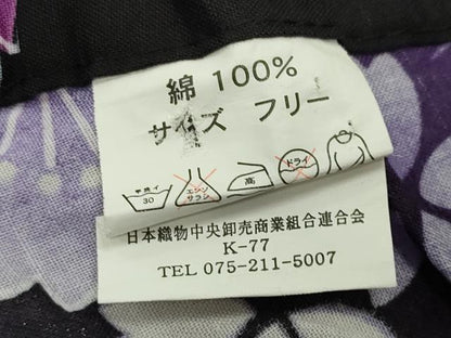 平和屋着物∴夏物 浴衣 舞桜文 黒地 綿 逸品 CABG4042gh