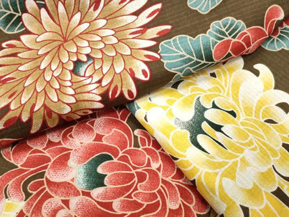 平和屋着物∴夏物 綿紅梅 浴衣 菊花文 綿 逸品 CABG4044gh