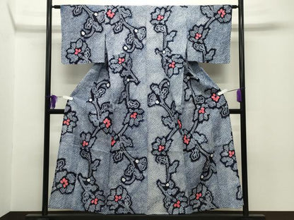 平和屋着物∴夏物 浴衣 有松鳴海絞り 草花文 綿 逸品 CABG4052gh