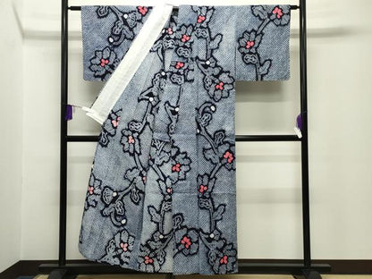 平和屋着物∴夏物 浴衣 有松鳴海絞り 草花文 綿 逸品 CABG4052gh