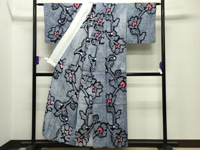 平和屋着物∴夏物 浴衣 有松鳴海絞り 草花文 綿 逸品 CABG4052gh
