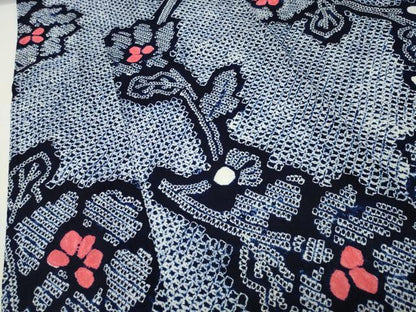 平和屋着物∴夏物 浴衣 有松鳴海絞り 草花文 綿 逸品 CABG4052gh
