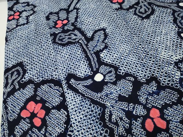 平和屋着物∴夏物 浴衣 有松鳴海絞り 草花文 綿 逸品 CABG4052gh