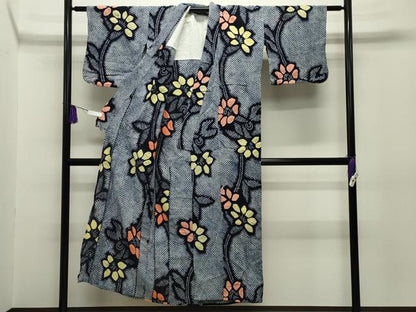 平和屋着物∴夏物 浴衣 有松鳴海絞り 枝花文 綿 逸品 CABG4054gh