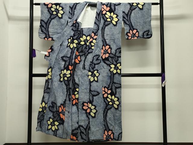 平和屋着物∴夏物 浴衣 有松鳴海絞り 枝花文 綿 逸品 CABG4054gh