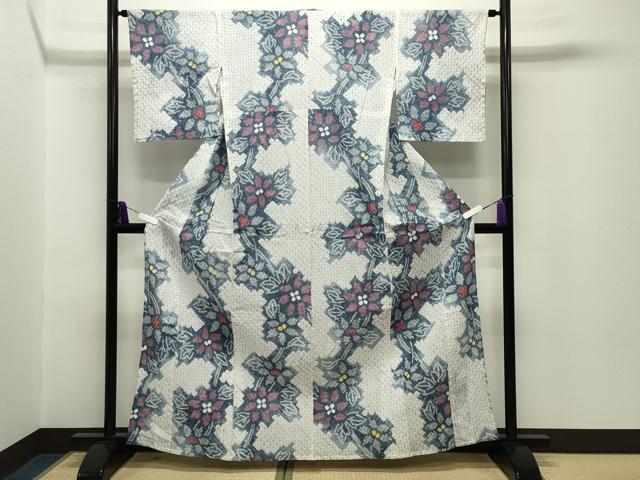 平和屋着物∴夏物 浴衣 有松鳴海絞り 花繋ぎ 綿 逸品 CABG4057gh