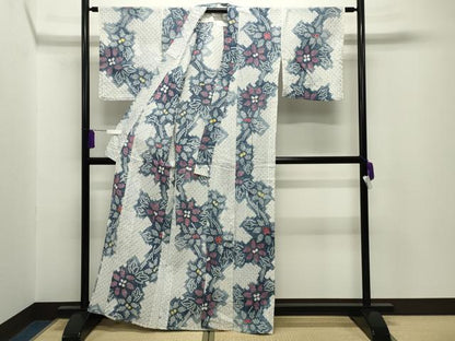 平和屋着物∴夏物 浴衣 有松鳴海絞り 花繋ぎ 綿 逸品 CABG4057gh