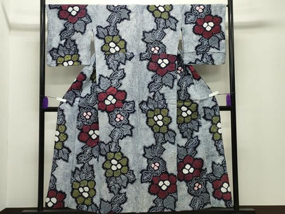 平和屋着物∴夏物　浴衣　有松鳴海絞り　草花文　綿　逸品　CABG4058gh