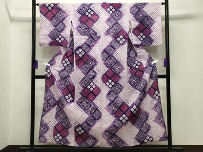 平和屋着物∴夏物 浴衣 有松鳴海絞り 菱花文 綿 逸品 CABG4060gh