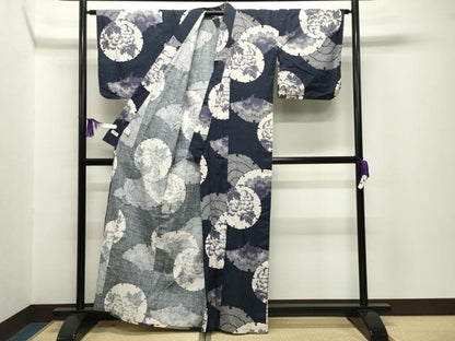 平和屋着物∴夏物 撫松庵 浴衣 雪輪重ね花文 綿 逸品 CABG4061gh