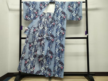 平和屋着物∴夏物 浴衣 桔梗 綿 逸品 CABG4063gh