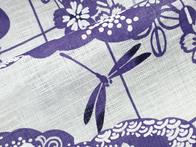 平和屋着物∴夏物 浴衣 トンボ 雲重ね花文 綿 逸品 CABG4066gh