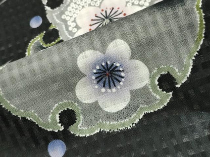 平和屋着物∴夏物　浴衣　雪輪重ね梅文　黒地　綿　逸品　CABG4067gh